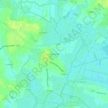 Mapa topográfico La Gauvinière, altitude, relevo
