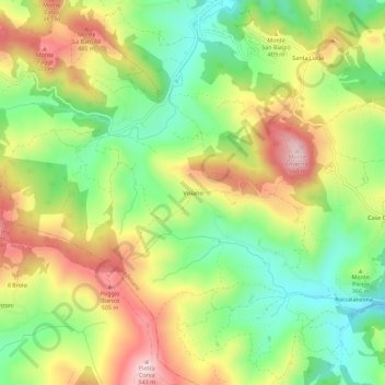Mapa topográfico Visiano, altitude, relevo