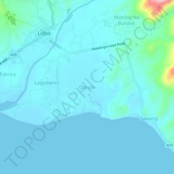 Mapa topográfico Olo-olo, altitude, relevo