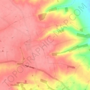 Mapa topográfico North Elkington, altitude, relevo