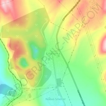 Mapa topográfico Colquijirca, altitude, relevo