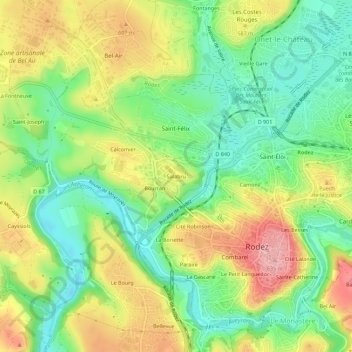Mapa topográfico Salabru, altitude, relevo
