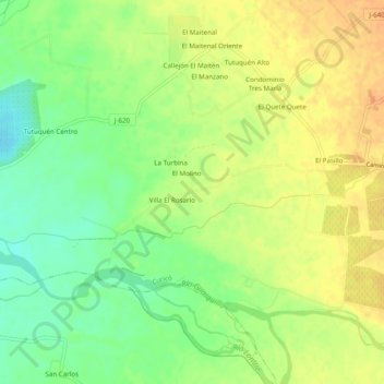 Mapa topográfico Convento Viejo, altitude, relevo