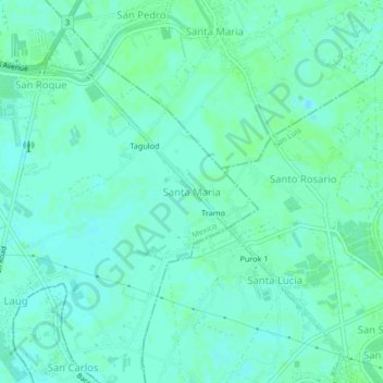 Mapa topográfico Santa Maria, altitude, relevo