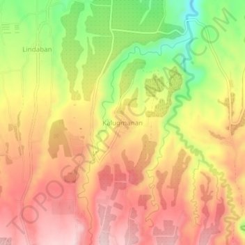 Mapa topográfico Kalugmanan, altitude, relevo