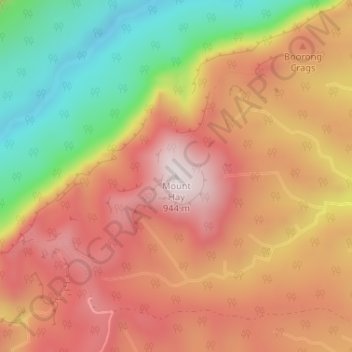 Mapa topográfico Mount Hay, altitude, relevo
