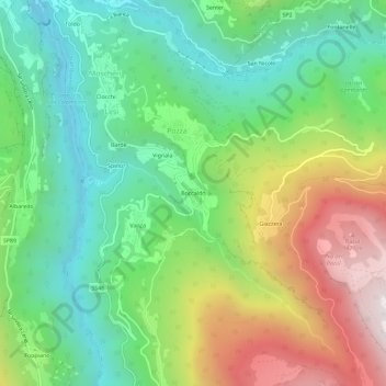 Mapa topográfico Boccaldo, altitude, relevo