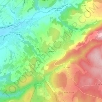Mapa topográfico Blanzey, altitude, relevo