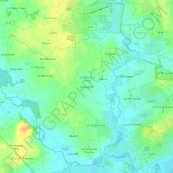 Mapa topográfico La Gautrais, altitude, relevo