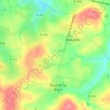 Mapa topográfico Hameau Hebert, altitude, relevo