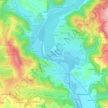 Mapa topográfico La Garenne, altitude, relevo