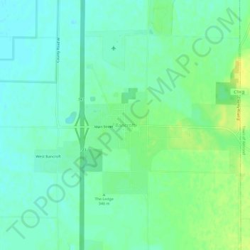 Mapa topográfico Bancroft, altitude, relevo
