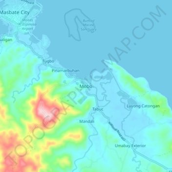 Mapa topográfico Mobo, altitude, relevo