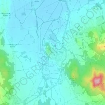 Mapa topográfico Pals, altitude, relevo