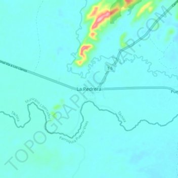 Mapa topográfico La Pedrera, altitude, relevo