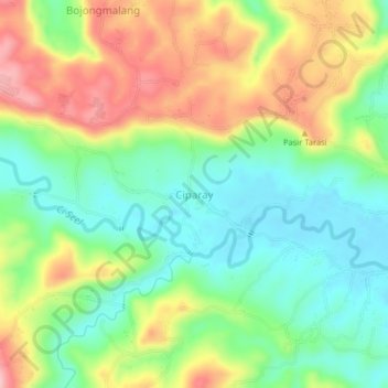Mapa topográfico Ciparay, altitude, relevo