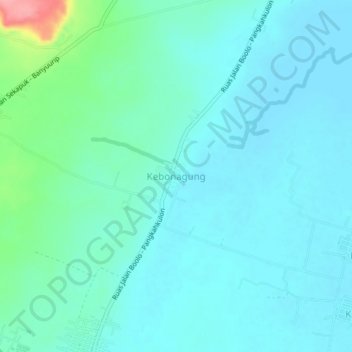 Mapa topográfico Kebonagung, altitude, relevo
