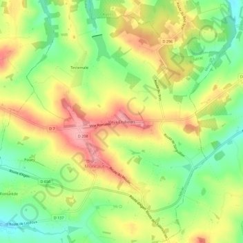 Mapa topográfico Vieux Crubelets, altitude, relevo