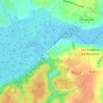 Mapa topográfico Longuerac, altitude, relevo
