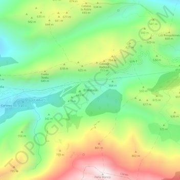 Mapa topográfico El Mazuco, altitude, relevo