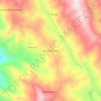 Mapa topográfico Nueva Jerusalen, altitude, relevo
