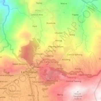 Mapa topográfico Alapang, altitude, relevo