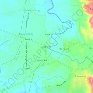 Mapa topográfico Mapalad, altitude, relevo