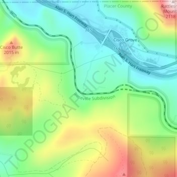 Mapa topográfico Cisco, altitude, relevo