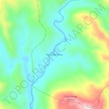 Mapa topográfico Playa Hermosa, altitude, relevo