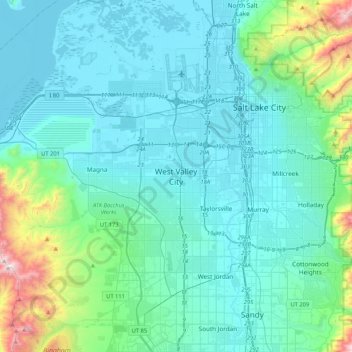Mapa topográfico West Valley City, altitude, relevo