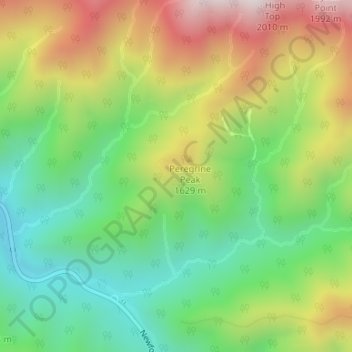 Mapa topográfico Alum Cave, altitude, relevo