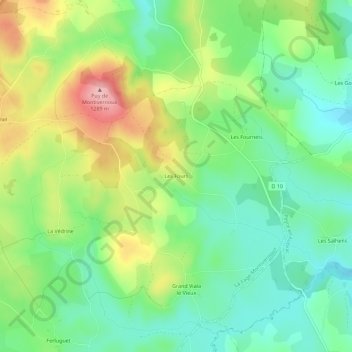 Mapa topográfico Les Fours, altitude, relevo