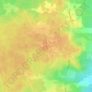 Mapa topográfico Ludeye, altitude, relevo