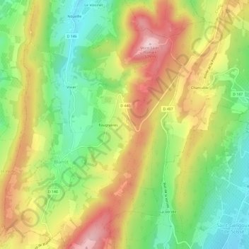 Mapa topográfico La Teppe, altitude, relevo