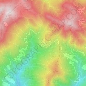 Mapa topográfico Pontito, altitude, relevo
