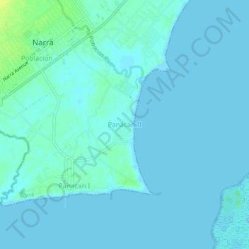 Mapa topográfico Panacan II, altitude, relevo