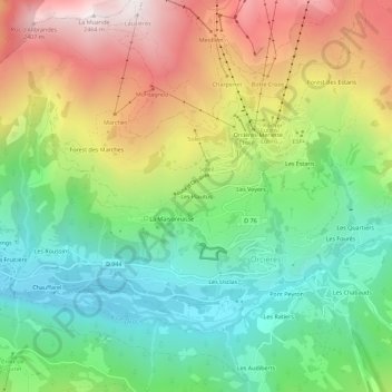 Mapa topográfico Les Plautus, altitude, relevo