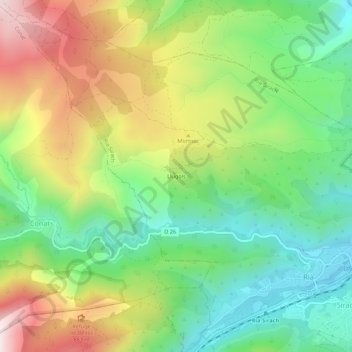 Mapa topográfico Llugols, altitude, relevo