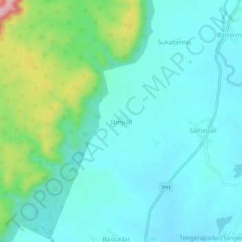 Mapa topográfico Jampali, altitude, relevo