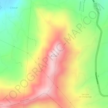 Mapa topográfico Buerán, altitude, relevo