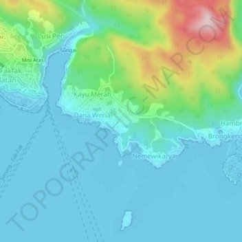 Mapa topográfico Katemba, altitude, relevo