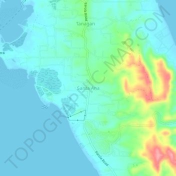 Mapa topográfico Santa Ana, altitude, relevo