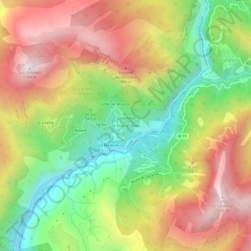 Mapa topográfico Le Cros d'Utelle, altitude, relevo