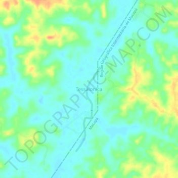 Mapa topográfico Tessalonica, altitude, relevo
