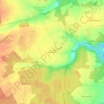 Mapa topográfico Beaurepaire, altitude, relevo