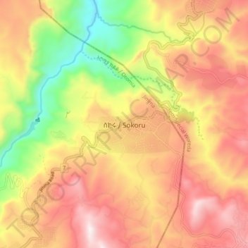 Mapa topográfico Sokoru, altitude, relevo