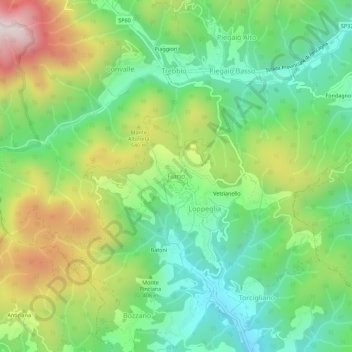 Mapa topográfico Fiano, altitude, relevo