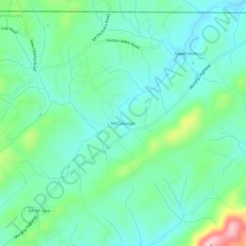 Mapa topográfico McCullough, altitude, relevo