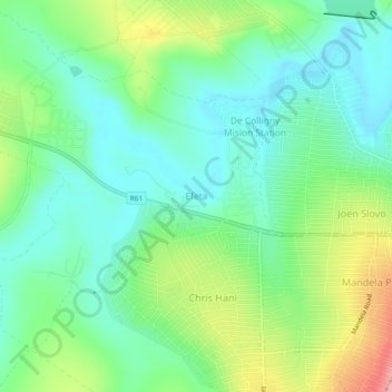 Mapa topográfico Efeta, altitude, relevo