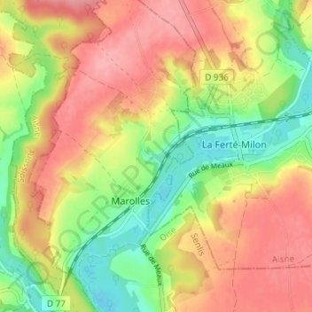 Mapa topográfico Nimer, altitude, relevo